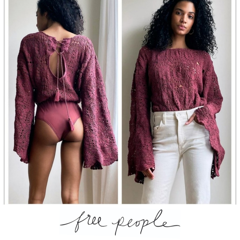 NWT Free People desert Daze Bodysuit mauve XS